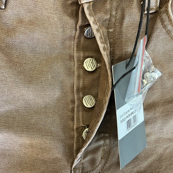 New MNML Carpenter Pants Jeans Button Fly Vintage Brown Thick Cotton 30x31 - Picture 9 of 13